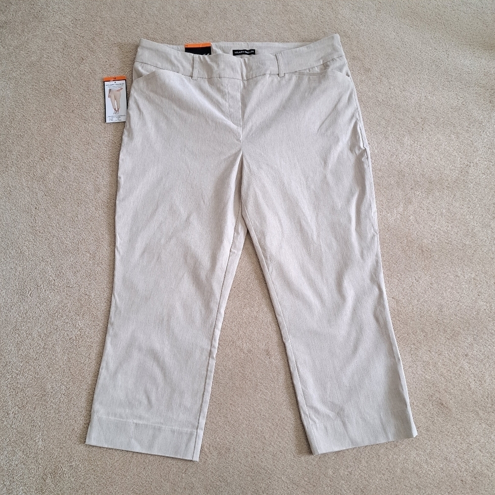 Hilary Radley Cropped Pants Beige Women's Size 16 Neutral Stretch NWT